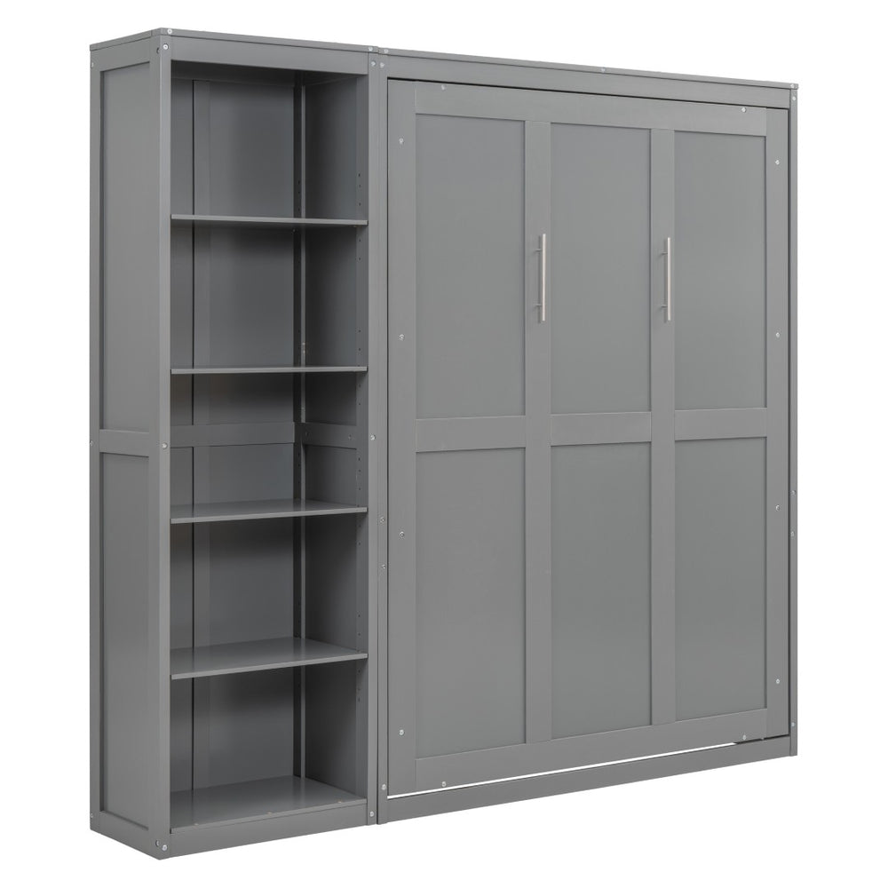 HomeRoots Gray Wood Full Murphy Bed - Stylish Space-Saving Solution for Guest Rooms, Offices & Studios 602116