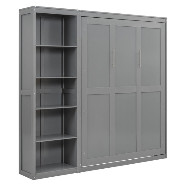 HomeRoots Gray Wood Full Murphy Bed - Stylish Space-Saving Solution for Guest Rooms, Offices & Studios 602116