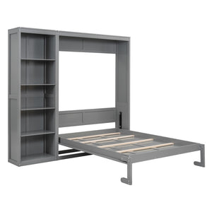 HomeRoots Gray Wood Full Murphy Bed - Stylish Space-Saving Solution for Guest Rooms, Offices & Studios 602116