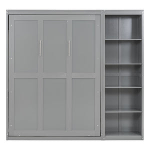 HomeRoots Gray Wood Full Murphy Bed - Stylish Space-Saving Solution for Guest Rooms, Offices & Studios 602116