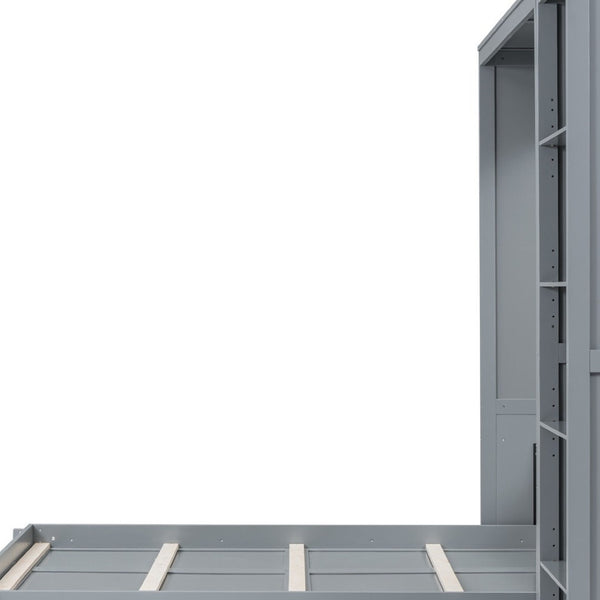 HomeRoots Gray Wood Queen Murphy Bed - Space-Saving Design for Multifunctional Living, Stylish & Durable Comfort 602117