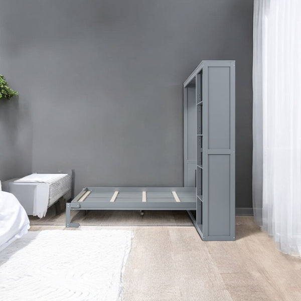 HomeRoots Gray Wood Queen Murphy Bed - Space-Saving Design for Multifunctional Living, Stylish & Durable Comfort 602117