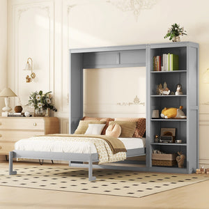 HomeRoots Gray Wood Queen Murphy Bed - Space-Saving Design for Multifunctional Living, Stylish & Durable Comfort 602117