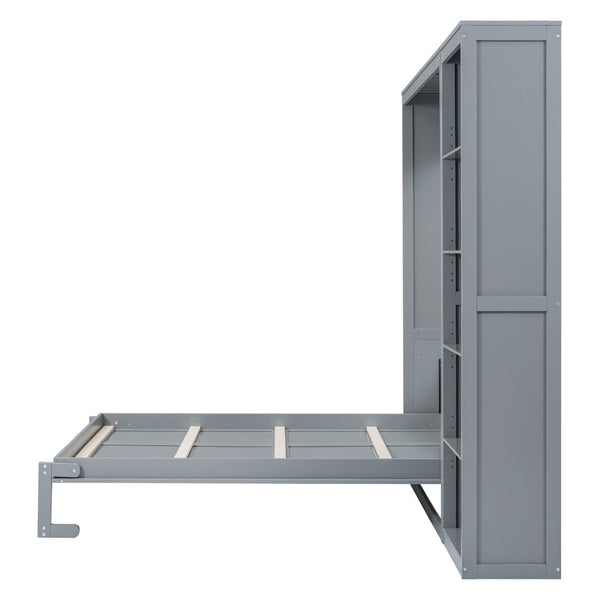HomeRoots Gray Wood Queen Murphy Bed - Space-Saving Design for Multifunctional Living, Stylish & Durable Comfort 602117