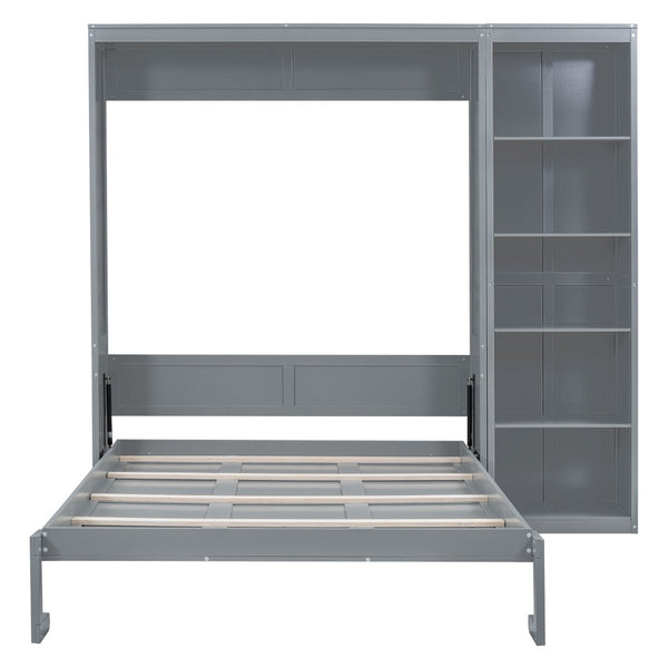 HomeRoots Gray Wood Queen Murphy Bed - Space-Saving Design for Multifunctional Living, Stylish & Durable Comfort 602117