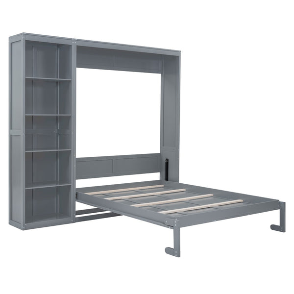 HomeRoots Gray Wood Queen Murphy Bed - Space-Saving Design for Multifunctional Living, Stylish & Durable Comfort 602117