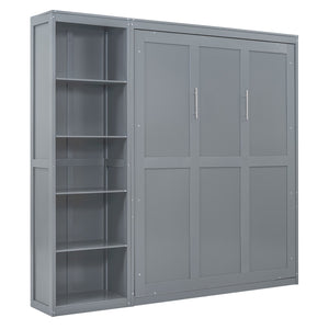 HomeRoots Gray Wood Queen Murphy Bed - Space-Saving Design for Multifunctional Living, Stylish & Durable Comfort 602117