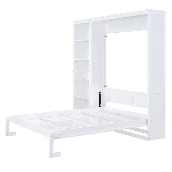 HomeRoots White Wood Queen Murphy Bed - Stylish Space-Saving Design for Guest Rooms & Studio Apartments 602118
