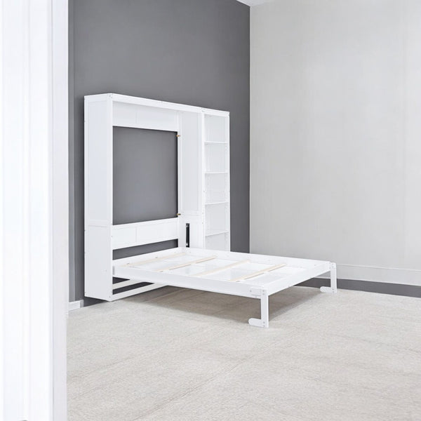 HomeRoots White Wood Queen Murphy Bed - Stylish Space-Saving Design for Guest Rooms & Studio Apartments 602118