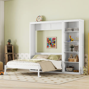 HomeRoots White Wood Queen Murphy Bed - Stylish Space-Saving Design for Guest Rooms & Studio Apartments 602118