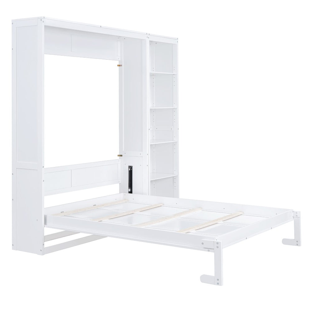 HomeRoots White Wood Queen Murphy Bed - Stylish Space-Saving Design for Guest Rooms & Studio Apartments 602118