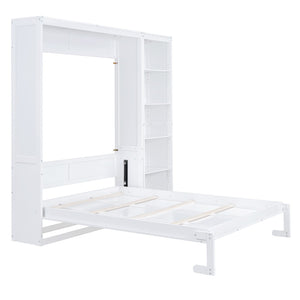 HomeRoots White Wood Queen Murphy Bed - Stylish Space-Saving Design for Guest Rooms & Studio Apartments 602118