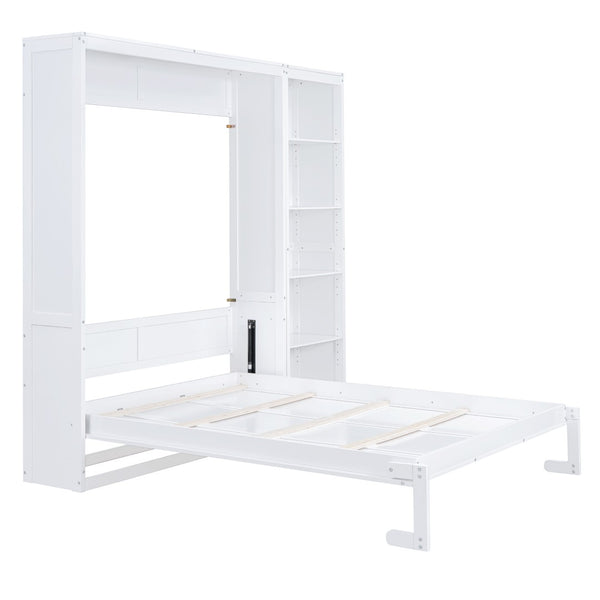 HomeRoots White Wood Queen Murphy Bed - Stylish Space-Saving Design for Guest Rooms & Studio Apartments 602118