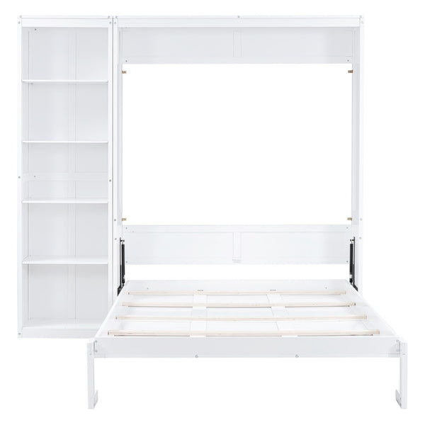 HomeRoots White Wood Queen Murphy Bed - Stylish Space-Saving Design for Guest Rooms & Studio Apartments 602118