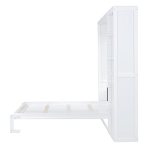 HomeRoots White Wood Queen Murphy Bed - Stylish Space-Saving Design for Guest Rooms & Studio Apartments 602118