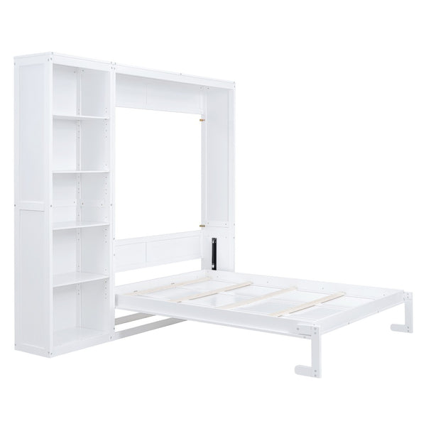HomeRoots White Wood Queen Murphy Bed - Stylish Space-Saving Design for Guest Rooms & Studio Apartments 602118