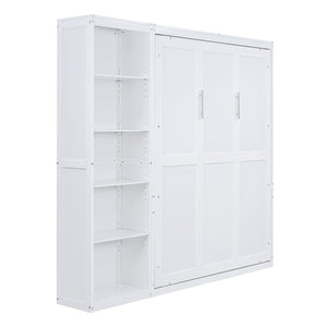 HomeRoots White Wood Queen Murphy Bed - Stylish Space-Saving Design for Guest Rooms & Studio Apartments 602118