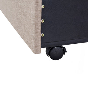HomeRoots Beige Tufted Linen Queen Bed Frame with Drawers - Elegant Design for Modern Bedrooms & Storage Solutions 602119