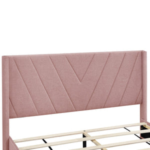 HomeRoots Pink Tufted Linen Queen Bed Frame with Storage Drawers - Chic Upholstered Design for Modern Bedrooms 602121