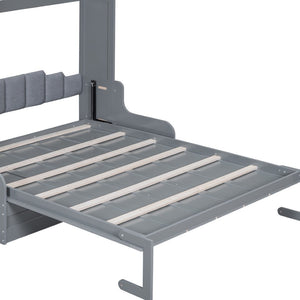 HomeRoots Gray Wood Queen Murphy Bed – Space-Saving Design, Durable Construction & Modern Aesthetics for Any Room 602125