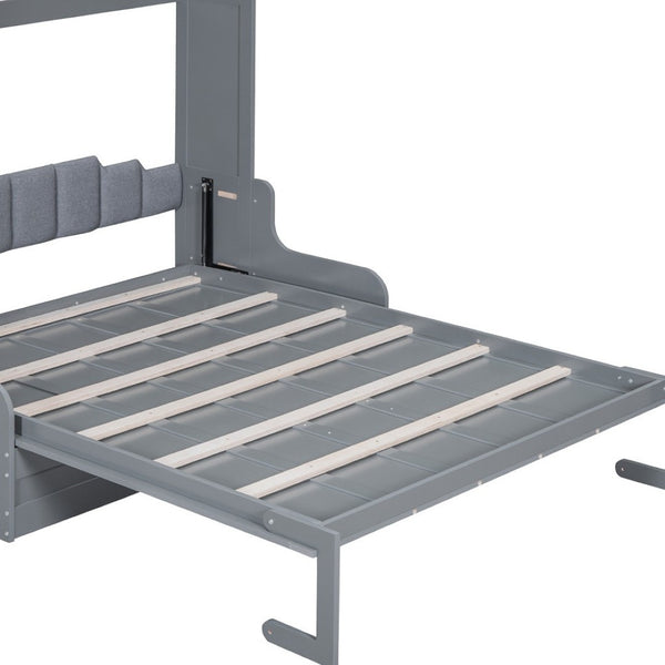 HomeRoots Gray Wood Queen Murphy Bed – Space-Saving Design, Durable Construction & Modern Aesthetics for Any Room 602125