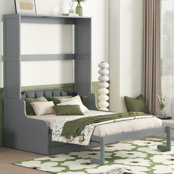 HomeRoots Gray Wood Queen Murphy Bed – Space-Saving Design, Durable Construction & Modern Aesthetics for Any Room 602125