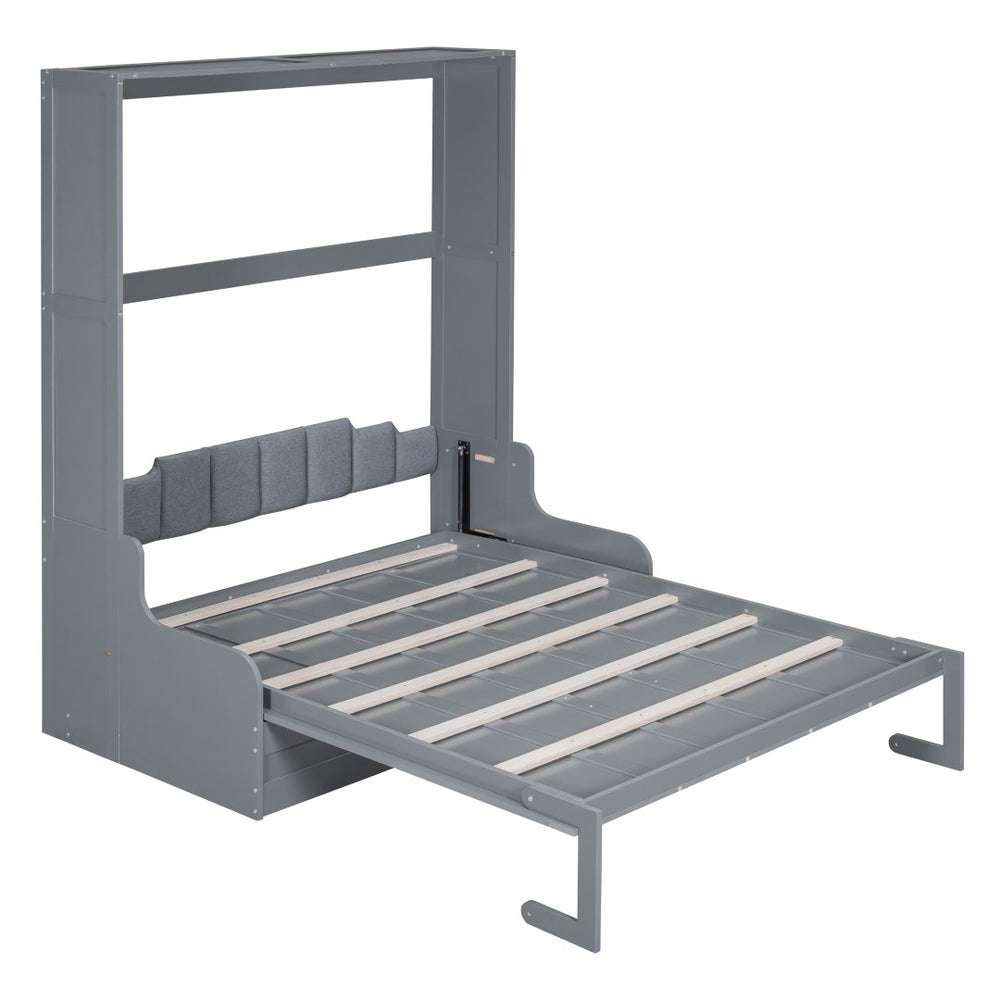 HomeRoots Gray Wood Queen Murphy Bed – Space-Saving Design, Durable Construction & Modern Aesthetics for Any Room 602125