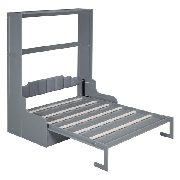 HomeRoots Gray Wood Queen Murphy Bed – Space-Saving Design, Durable Construction & Modern Aesthetics for Any Room 602125