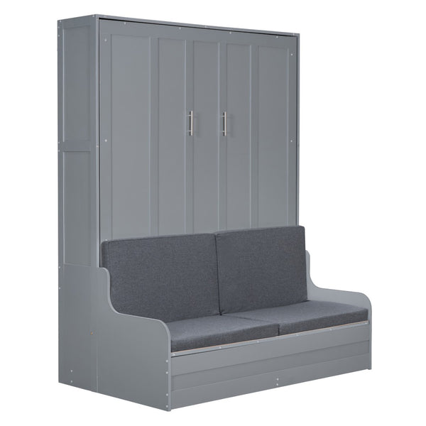 HomeRoots Gray Wood Queen Murphy Bed – Space-Saving Design, Durable Construction & Modern Aesthetics for Any Room 602125
