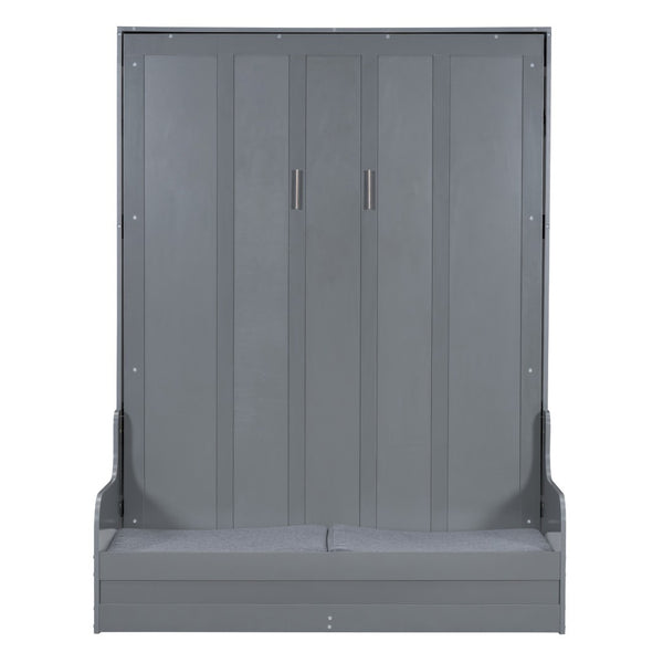 HomeRoots Gray Wood Queen Murphy Bed – Space-Saving Design, Durable Construction & Modern Aesthetics for Any Room 602125