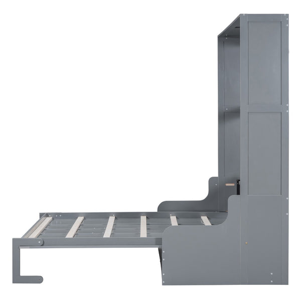 HomeRoots Gray Wood Queen Murphy Bed – Space-Saving Design, Durable Construction & Modern Aesthetics for Any Room 602125