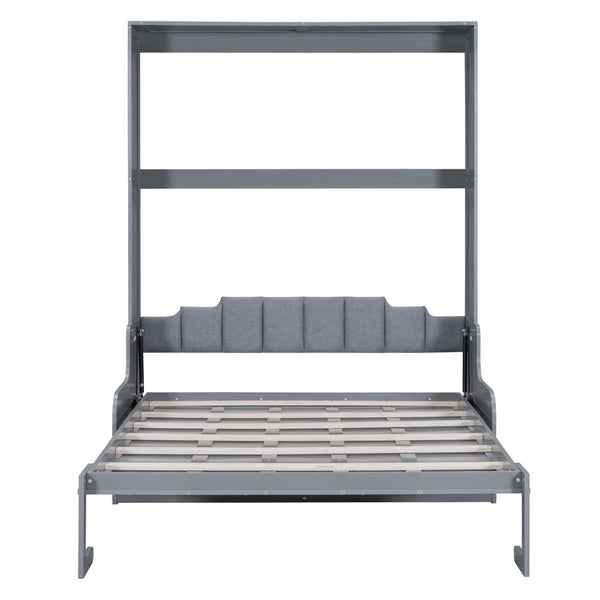 HomeRoots Gray Wood Queen Murphy Bed – Space-Saving Design, Durable Construction & Modern Aesthetics for Any Room 602125