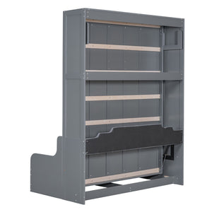 HomeRoots Gray Wood Queen Murphy Bed – Space-Saving Design, Durable Construction & Modern Aesthetics for Any Room 602125