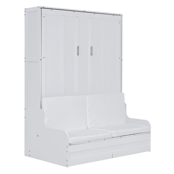 HomeRoots White Wood Queen Murphy Bed - Elegant Space-Saving Solution for Small Rooms with Classic Design 602126