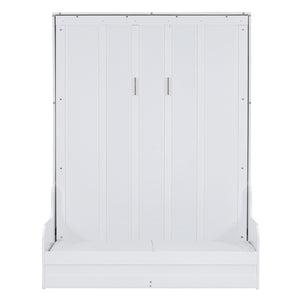 HomeRoots White Wood Queen Murphy Bed - Elegant Space-Saving Solution for Small Rooms with Classic Design 602126