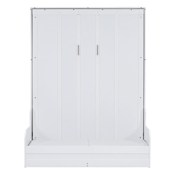 HomeRoots White Wood Queen Murphy Bed - Elegant Space-Saving Solution for Small Rooms with Classic Design 602126