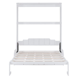 HomeRoots White Wood Queen Murphy Bed - Elegant Space-Saving Solution for Small Rooms with Classic Design 602126