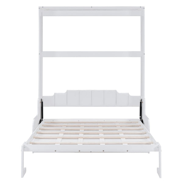 HomeRoots White Wood Queen Murphy Bed - Elegant Space-Saving Solution for Small Rooms with Classic Design 602126