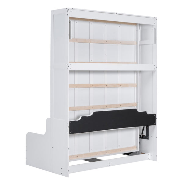 HomeRoots White Wood Queen Murphy Bed - Elegant Space-Saving Solution for Small Rooms with Classic Design 602126