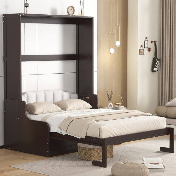 HomeRoots Espresso Queen Murphy Bed – Stylish Space-Saving Design with Rich Wood Finish for Modern Bedrooms 602127