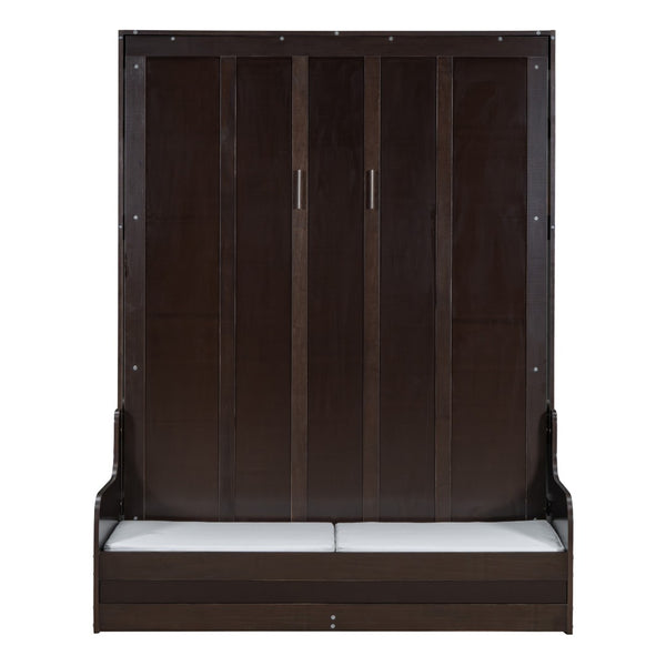 HomeRoots Espresso Queen Murphy Bed – Stylish Space-Saving Design with Rich Wood Finish for Modern Bedrooms 602127