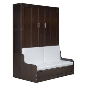HomeRoots Espresso Queen Murphy Bed – Stylish Space-Saving Design with Rich Wood Finish for Modern Bedrooms 602127
