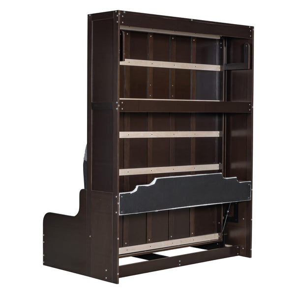 HomeRoots Espresso Queen Murphy Bed – Stylish Space-Saving Design with Rich Wood Finish for Modern Bedrooms 602127