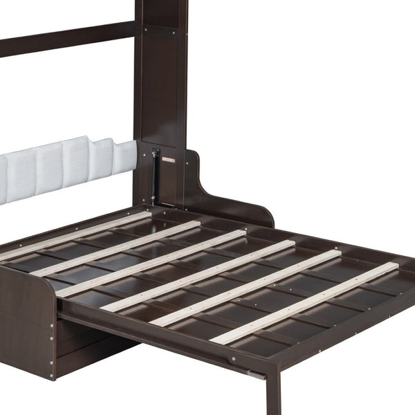 HomeRoots Espresso Queen Murphy Bed – Stylish Space-Saving Design with Rich Wood Finish for Modern Bedrooms 602127