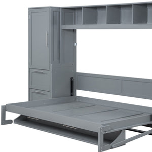 HomeRoots Gray Wood Full Murphy Bed - Stylish Space-Saving Solution with Durable Design for Small Rooms & Guests 602128