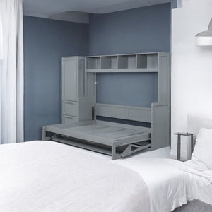 HomeRoots Gray Wood Full Murphy Bed - Stylish Space-Saving Solution with Durable Design for Small Rooms & Guests 602128