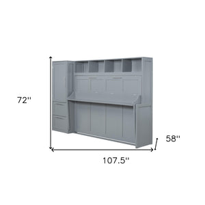 HomeRoots Gray Wood Full Murphy Bed - Stylish Space-Saving Solution for Guest Rooms and Small Apartments 602129