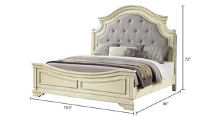 English Elm Traditional King Bed With Luxurious Button-Tufted Upholstery In Antique Beige For Timeless Elegance B009S01328-GIGA
