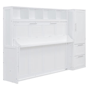 HomeRoots White Wood Full Murphy Bed - Elegant Space-Saving Design with Premium Craftsmanship for Any Room 602130