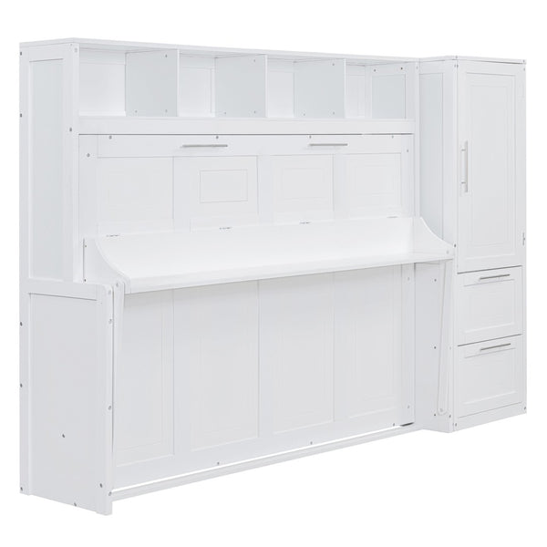 HomeRoots White Wood Full Murphy Bed - Elegant Space-Saving Design with Premium Craftsmanship for Any Room 602130